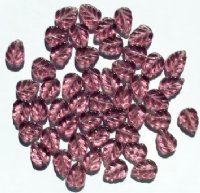 50 11x8mm Transparent Amethyst Leaf Beads